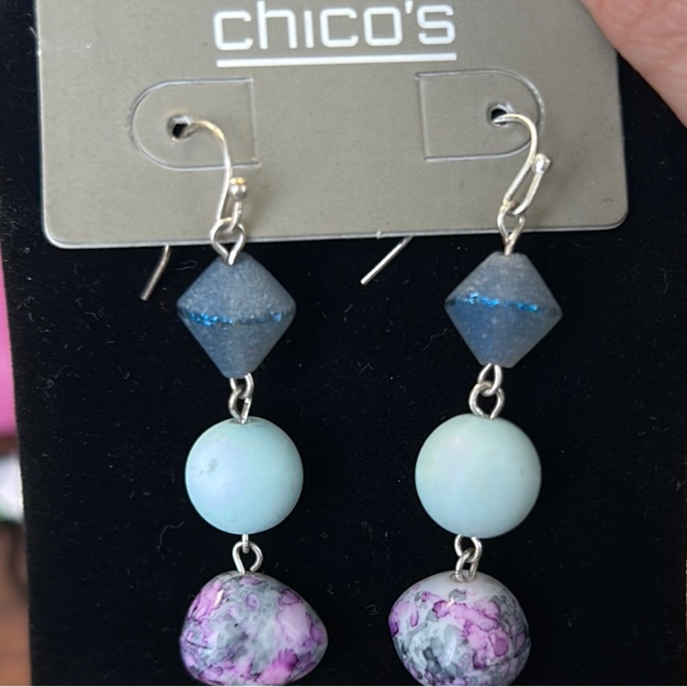 Chico's Blue and Purple Dangle Earrings